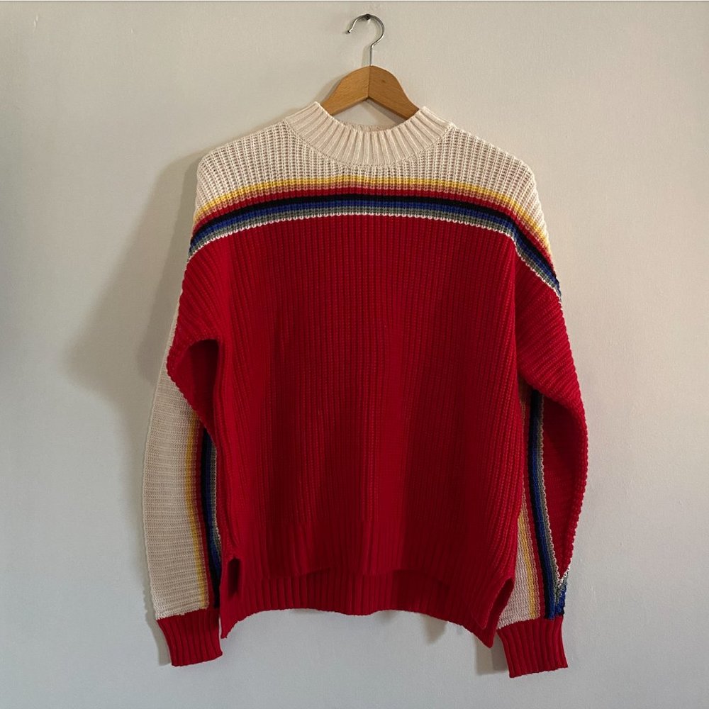 NEW Women's Rainbow Knit Mockneck Sweater, Large